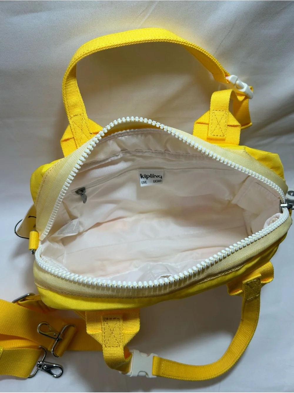 Kipling Bright Yellow Nylon Crossbody Bag with Detachable Strap